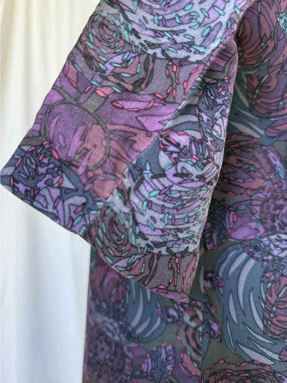LIBERTY ART / LONDON 💯 Silk VTG Midi Boatneck Twist Detail Floral Dress - Picture 14 of 15